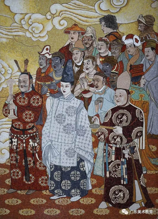 王颖生 《万国来朝》局部 280cm×200cm 2017年