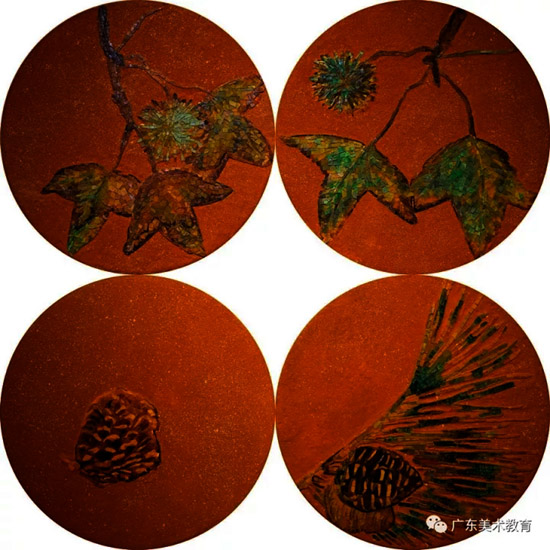 林蓝《温泉记物——松枫》 50cm×50cm×4 2017年