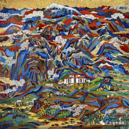 毛晓剑《金色高原》200cm×200cm 2017年