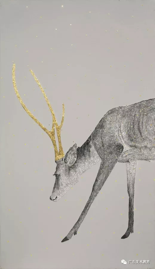 唐晖《奈良鹿 NO.9》局部 280cm×166cm 2017年