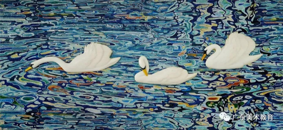 李林琢 《湖》局部 110cm×240cm 2017年
