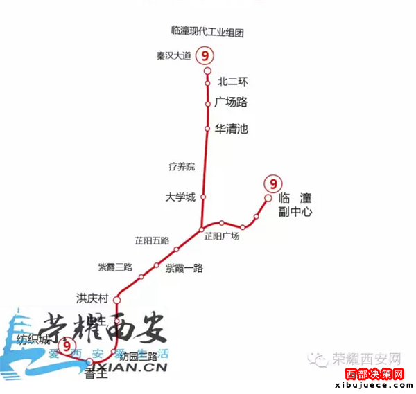 地铁9号线                     起止站:纺织城—秦汉大道